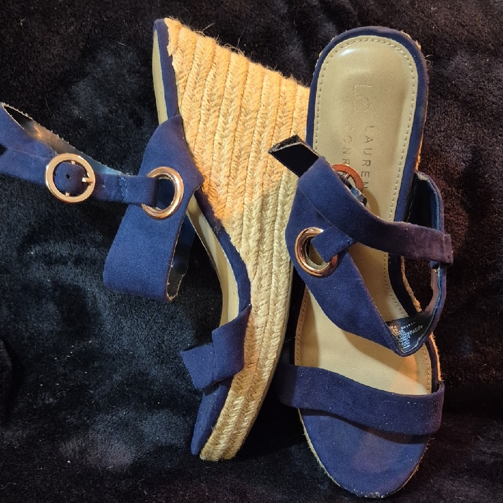 LC Lauren Conrad Blue Wedge Shoes